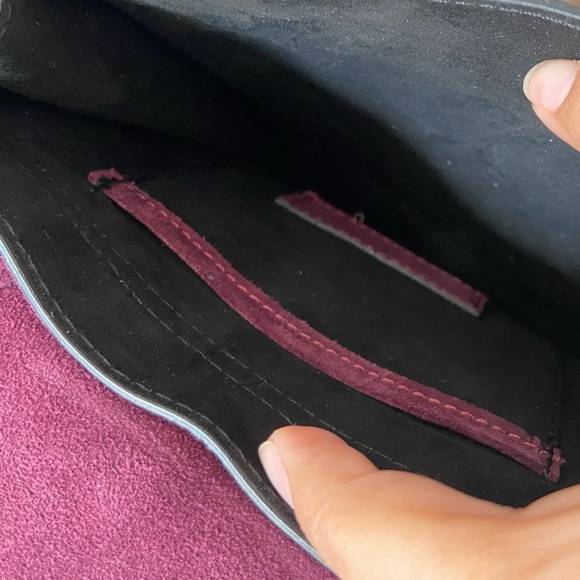 Sundance fringe wine burgundy suede studded western adjustable bag crossbody - Picture 10 of 16